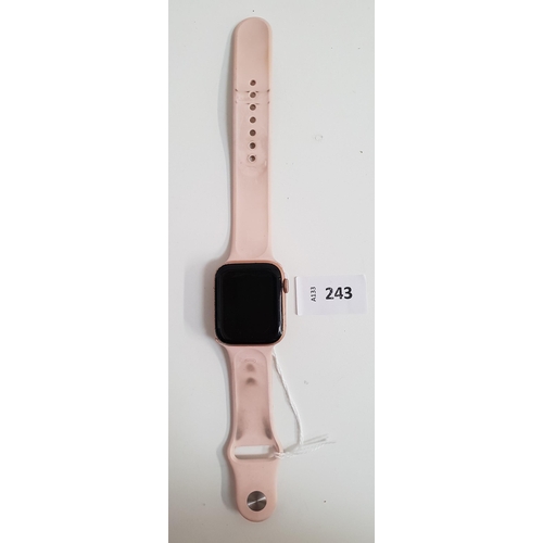 APPLE WATCH SERIES 5
40mm case; model A2157; S/N FHLZ81BQHLDY; Apple Account Locked 
Note: It is the buyer's responsibility to make all necessary checks prior to bidding to establish if the device is blacklisted/ blocked/ reported lost. Any checks made by Mulberry Bank Auctions will be detailed in the description. Please Note - No refunds will be given if a unit is sold and is subsequently discovered to be blacklisted or blocked etc.