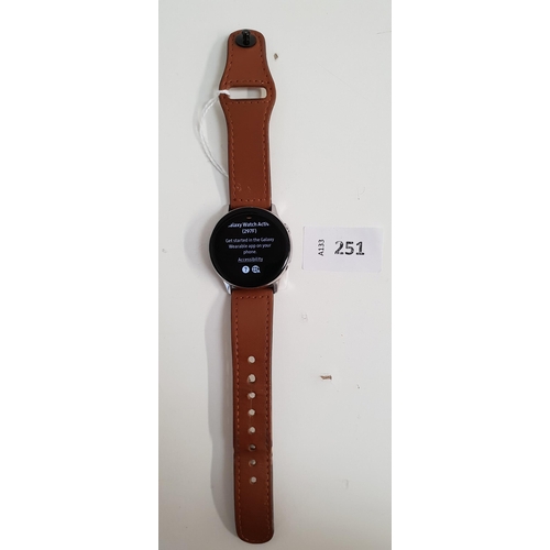 SAMSUNG GALAXY WATCH ACTIVE
model SM-R500, serial number RFAN107PBX
Note: It is the buyer's responsibility to make all necessary checks prior to bidding to establish if the device is blacklisted/ blocked/ reported lost. Any checks made by Mulberry Bank Auctions will be detailed in the description. Please Note - No refunds will be given if a unit is sold and is subsequently discovered to be blacklisted or blocked etc.