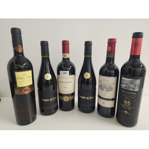 282 - SELECTION OF WINE 
comprising El Coto 95 Barricas (750ml, 14%), Chateau Terre Blanche Bordeaux (750m... 