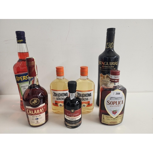 288 - SELECTION OF SPIRITS
comprising Soplica Malinowa (500ml, 28%), two Zoladkowa Gorzka vodka (500ml, 34... 