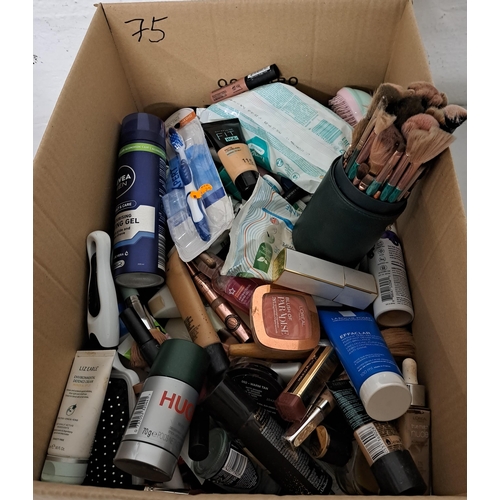 ONE BOX OF COSMETIC AND TOILETRY ITEMS
including La Roche-Posay, Loreal, Hugo Boss, Maybelline, Max Factor, Liz Earle, Chanel, NYX