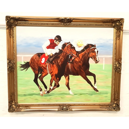 235 - S. DRIVER
Horse at the gallop, acrylic on canvas, signed and dated 1997, 59.5cm x 75cm