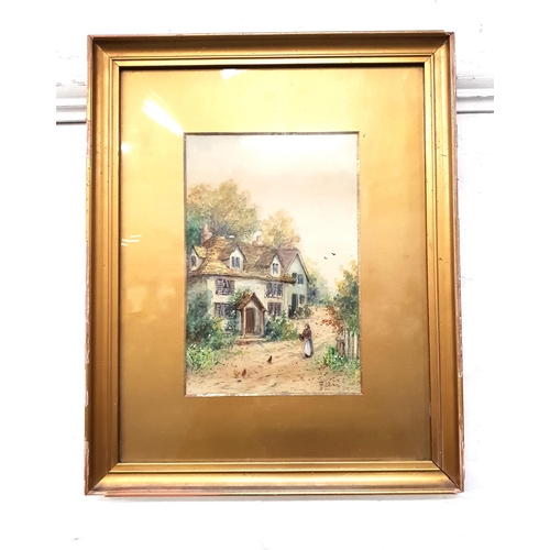 237 - T.H. LILIAN
Feeding chickens in the lane, watercolour, signed, 22.5cm x 15cm