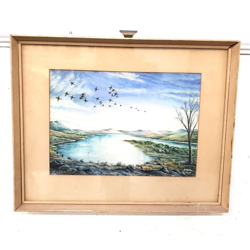 240 - R. MILLER
Duck flighting, Linnie, Mhuirich, Tayvallich, Argyll, watercolour, signed and dated 9/7/57... 