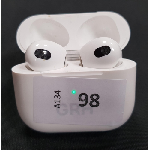 98 - PAIR OF APPLE AIRPODS (3rd GENERATION)
in Lightning Charging case. The case marked 'GRH'