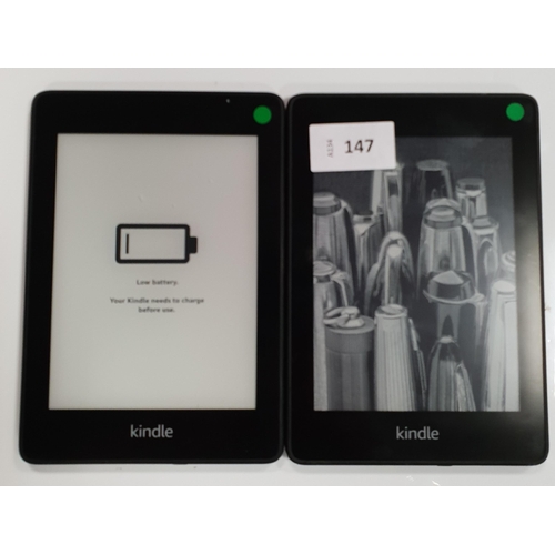 147 - TWO AMAZON KINDLE PAPERWHITE 4 E-READERS
serial numbers G000 PP07 8355 05DG and G000 PP13 0463 07SJ ... 