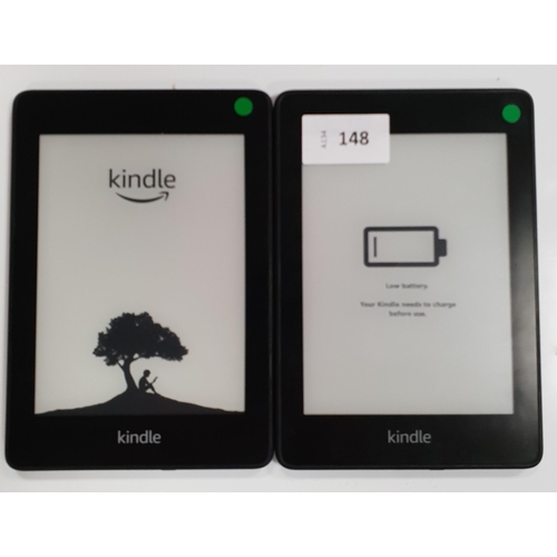 148 - TWO AMAZON KINDLE PAPERWHITE 4 E-READERS
serial numbers G000 PP12 9212 02PN and G000 T607 8374 0RHX ... 