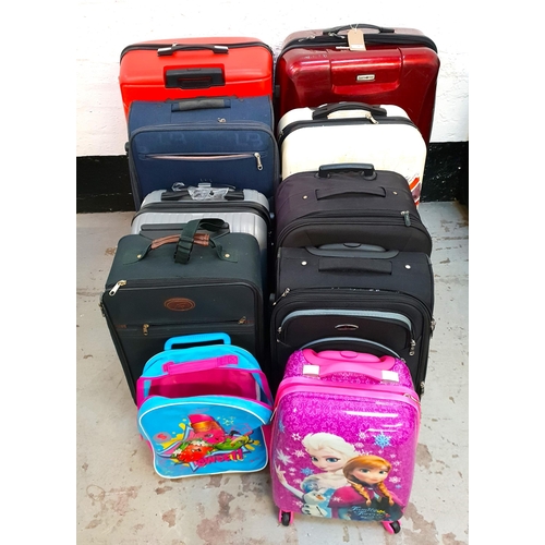 63 - SELECTION OF TEN SUITCASES 
including Samsonite, Lancsport, AF, etc.
Note: all cases and bags are em... 