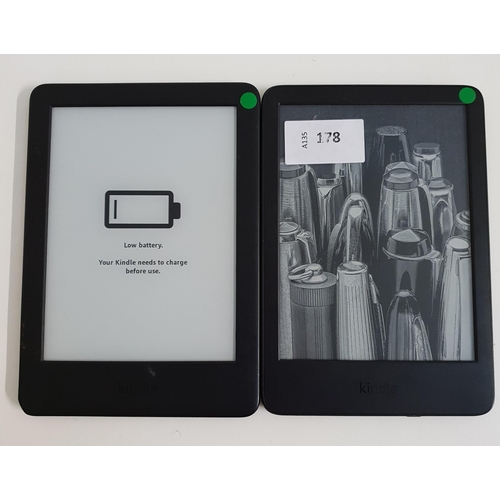 TWO AMAZON KINDLE BASIC E-READERS
comprising a Basic 4 serial numbers G092 AP03 2356 044H and a Basic 3 serial number G090 VB06 0383 02BX (2)
Note: It is the buyer's responsibility to make all necessary checks prior to bidding to establish if the device is blacklisted/ blocked/ reported lost. Any checks made by Mulberry Bank Auctions will be detailed in the description. Please Note - No refunds will be given if a unit is sold and is subsequently discovered to be blacklisted or blocked etc.