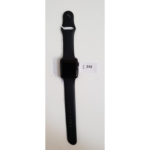 243 - APPLE WATCH SERIES 3
42mm case; model A1859; S/N FH7VJRLXJ5X4; NOT Apple Account Locked 
Note: It is... 