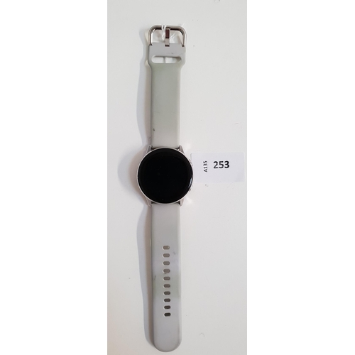 SAMSUNG GALAXY WATCH ACTIVE
model SM-R500, serial number RFAN90NC8TE
Note: It is the buyer's responsibility to make all necessary checks prior to bidding to establish if the device is blacklisted/ blocked/ reported lost. Any checks made by Mulberry Bank Auctions will be detailed in the description. Please Note - No refunds will be given if a unit is sold and is subsequently discovered to be blacklisted or blocked etc.