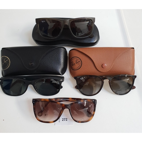 THREE PAIRS OF RAY-BAN SUNGLASSES
all in cases with a pair of Carolina Herrera sunglasses
Note: one pair of Ray-Ban has prescription lenses