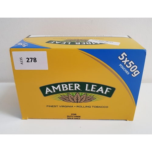 278 - 5 X 50G POUCHES OF AMBER LEAF TOBACCO
Note: You must be over 18 years of age to bid on this lot.