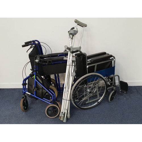 283 - TWO WHEELCHAIRS
including a Z-Tec, with a Drive walker and a selection of walking aids/crutches