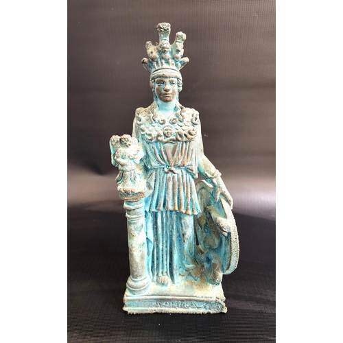 SPELTER FIGURE OF ATHENA MINERVA
clutching her shield with a serpent by her side, 26.5cm high