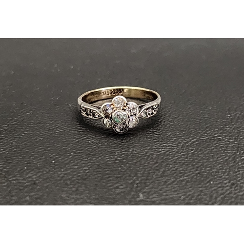 87 - CZ CLUSTER RING
on nine carat gold shank with silver mount, ring size K-L