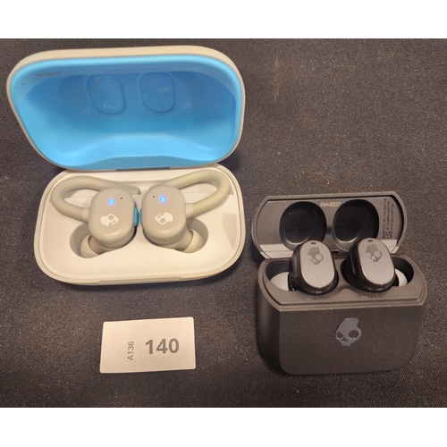 140 - TWO PAIRS OF SKULLCANDY EARBUDS IN CHARGING CASES
comprising Push Active and Mod