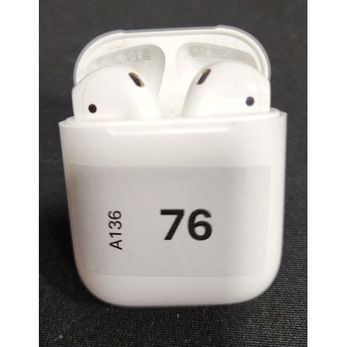 76 - PAIR OF APPLE AIRPODS 
in Lightning charging case
Note: earbud model numbers not visible