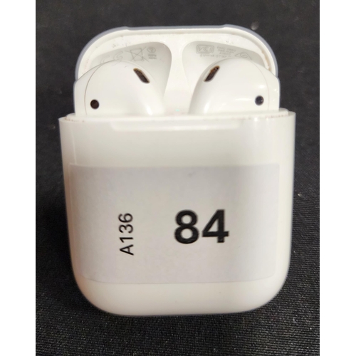 84 - PAIR OF APPLE AIRPODS 
in Lightning charging case
Note: earbuds model numbers not visible