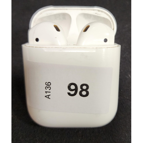 PAIR OF APPLE AIRPODS 
in Lightning charging case
Note: Earbuds model numbers not visible