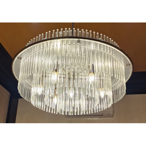 373 - UNUSUAL CIRCULAR CHANDELIER CEILING LIGHT
with a pierced Perspex mount with two hundred and eighteen... 