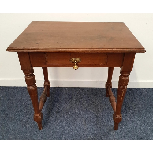 319 - 19th CENTURY MAHOGANY SIDE TABLE
with a moulded top above a central frieze drawer, standing on turne... 