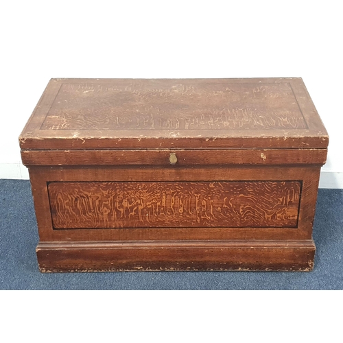 304 - VICTORIAN PINE BLANKET BOX
with a lift up lid revealing a candle box with two small drawers below, w... 