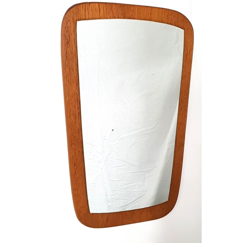 354 - G PLAN STYLE TEAK WALL MIRROR
with a shaped plain plate, 60cm high