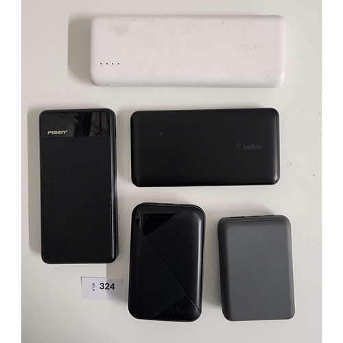 SELECTION OF FIVE POWERBANKS
including Belkin and Anker
