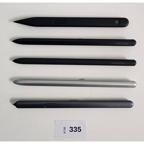 FOUR SAMSUNG STYLUS PENS and a Microsoft stylus