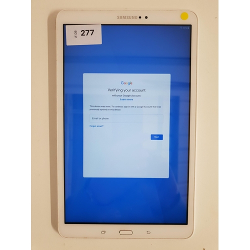 277 - SAMSUNG GALAXY TAB A
Model: SM-T580. S/N R52KA1KDZ6M. Google Account Locked. Note: some wear around ... 