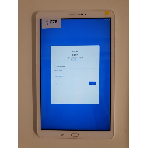 278 - SAMSUNG GALAXY TAB A
Model: SM-T580. S/N R52K103003E. NOT Google Account Locked.  Note: It is the bu... 