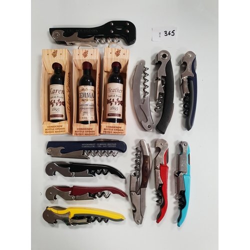 365 - SELECTION OF FOURTEEN BOTTLE OPENERS AND WAITER'S FRIENDS
Note: You must be over 18 to bid on this l... 