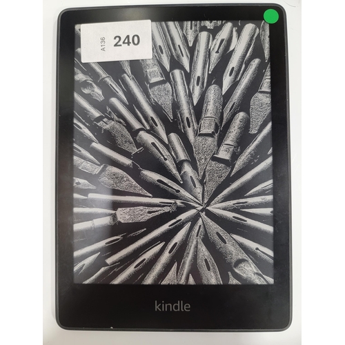 240 - AMAZON KINDLE PAPERWHITE 5 E-READER
serial number G001 PX11 2077 06UH
Note: It is the buyer's respon... 