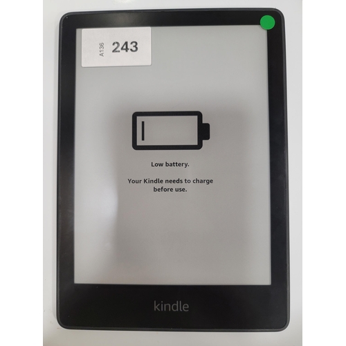 243 - AMAZON KINDLE PAPERWHITE 5 E-READER
serial number G001 PX11 2206 0F6A
Note: It is the buyer's respon... 