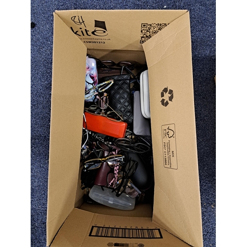 ONE BOX OF BRANDED AND UNBRANDED GLASSES