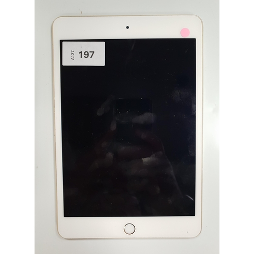 197 - APPLE IPAD MINI 4 - A1538 - WIFI  
serial number F9FXG2ADGHKL. Apple account locked. 
Note: It is th... 