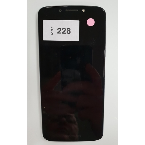 MOTOROLA MOTO G6 PLAY
model ZT1922-2; IMEI: 351861092187855; Google account locked. 
Note: It is the buyer's responsibility to make all necessary checks prior to bidding to establish if the device is blacklisted/ blocked/ reported lost. Any checks made by Mulberry Bank Auctions will be detailed in the description. Please Note - No refunds will be given if a unit is sold and is subsequently discovered to be blacklisted or blocked etc.