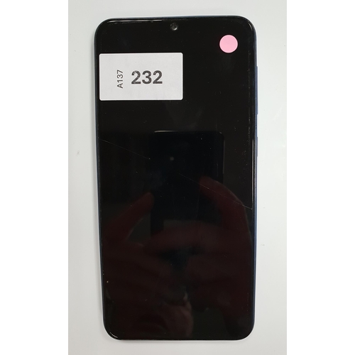 SAMSUNG GALAXY A10
model SM-A105FN/DS; IMEI 351515114090451. NOT Google Account Locked. Crack to screen.
Note: It is the buyer's responsibility to make all necessary checks prior to bidding to establish if the device is blacklisted/ blocked/ reported lost. Any checks made by Mulberry Bank Auctions will be detailed in the description. Please Note - No refunds will be given if a unit is sold and is subsequently discovered to be blacklisted or blocked etc.