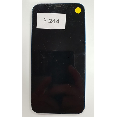 244 - APPLE IPHONE 12
IMEI 354112723212317. Apple Account locked. Back and camera are smashed.
Note: It is... 