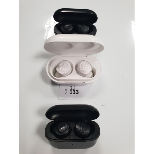 133 - THREE PAIRS OF JLAB EARBUDS IN CHARGING CASES