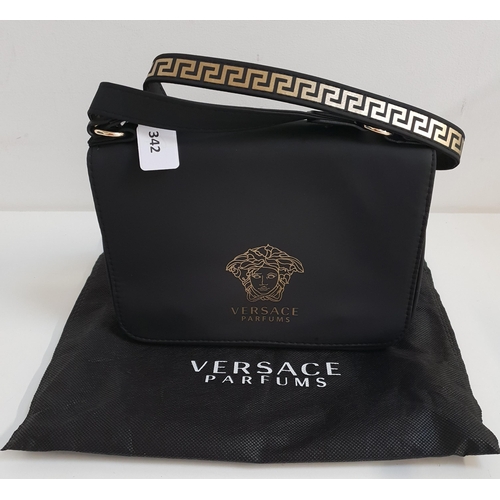 VERSACE PARFUMS BLACK HANDBAG
with gilt detail, with outer protective bag. As New but without tags