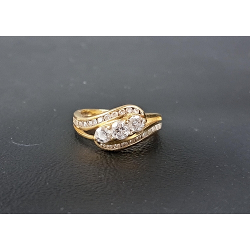 46 - DIAMOND THREE STONE RING
the central three diamonds totalling approximately 0.65cts, in twist settin... 