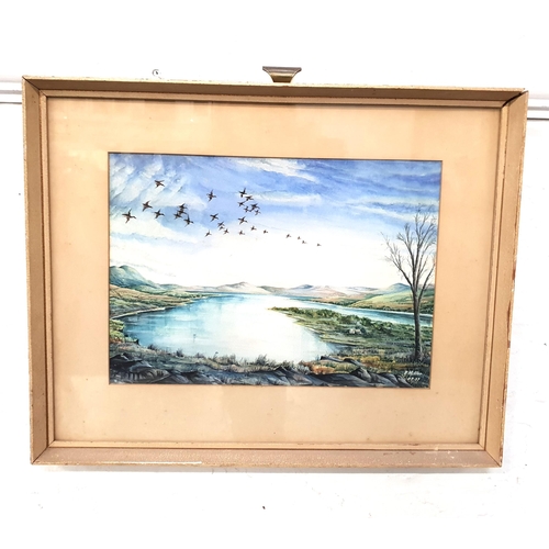 R. MILLER
Duck flighting, Linnie, Mhuirich, Tayvallich, Argyll, watercolour, signed and dated 9/7/57 and inscribed to verso, 24.5cm x 35cm