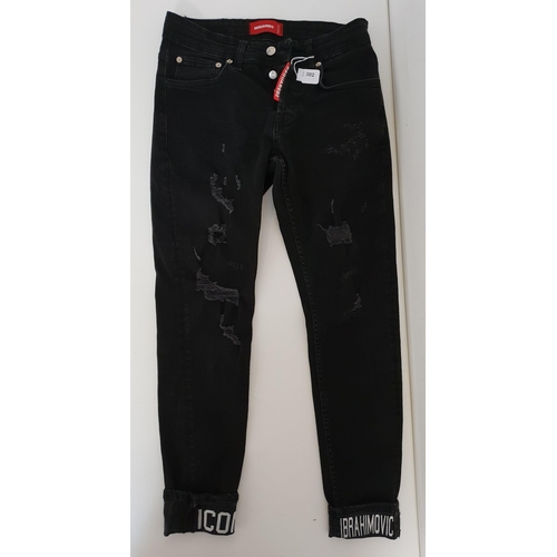 197 - PAIR OF DSQUARED2 MEN'S IBRAHIMOVIC ICON COOL GUY JEANS
in black, size 28