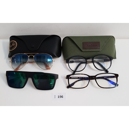 196 - TWO PAIRS OF DESIGNER SUNGLASSES AND TWO PAIRS OF GLASSES
the sunglasses by Ray-Ban and Tommy Hilfig... 