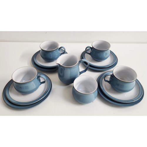 180 - DENBY STONEWARE TEA SERVICE
in pale blue and white, comprising eight cups and saucers, eight side pl... 