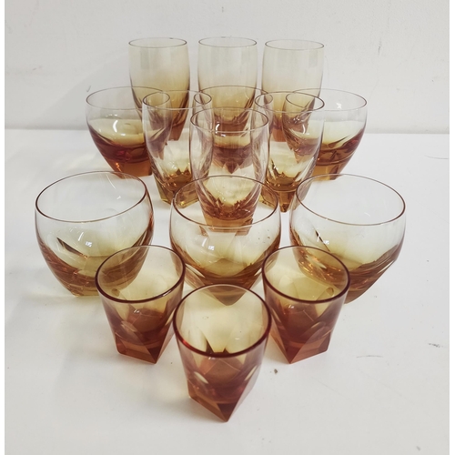 187 - SELECTION OF VINTAGE AMBER GLASS TUMBLERS
of varying size (33)