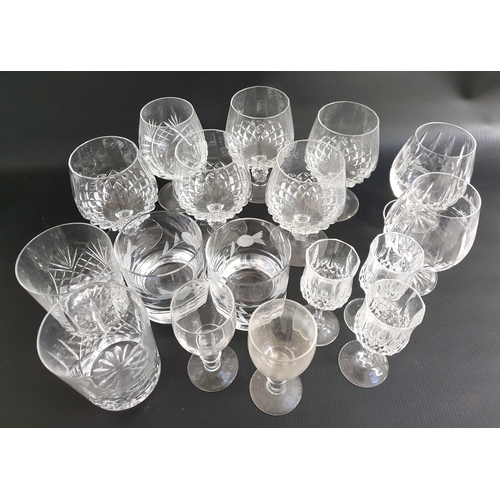 202 - MIXED LOT OF GLASSWARE
including nine brandy balloons, thirteen whisky tumblers and twelve port/liqu... 