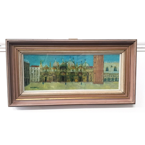 321 - CARLO ROSSI
San Marco, Venice, oil on board, signed and dated '87 and label to verso, 12cm x 32cm